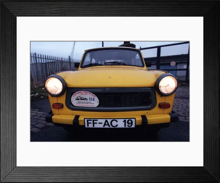 Framed Print : Trabant motor car East German December 1997 Road Record yellow Framed Print : Trabant motor car East German December 1997 Road Record yellow