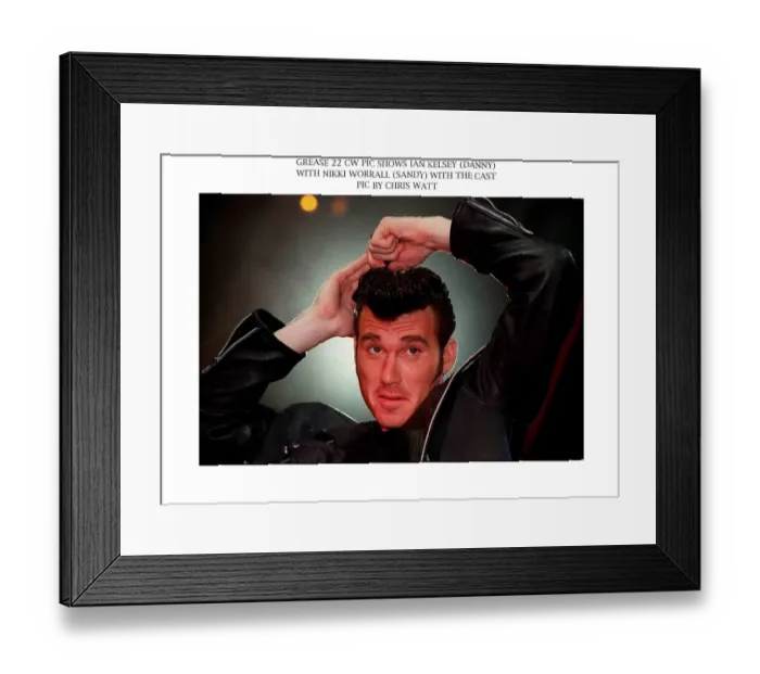 Framed Print : Grease musical Edinburgh Playhouse September 1997 Ian Kelsey actor as Danny Combing hair Framed Print : Grease musical Edinburgh Playhouse September 1997 Ian Kelsey actor as Danny Combing hair
