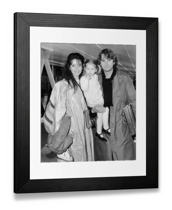 Framed Print : Trevor Eve Actor with wife Sharon and Daughter Alice leaving Heathrow September