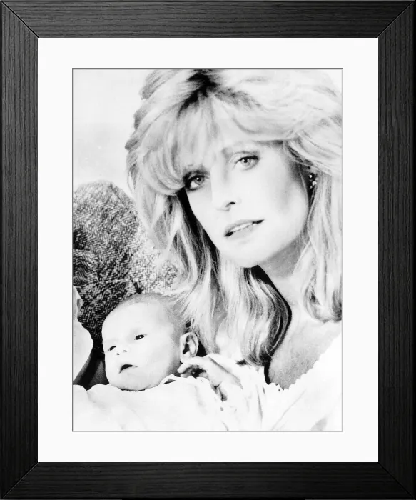 Framed Print : Farrah Fawcett actress with son Redmond April 1985 dbase