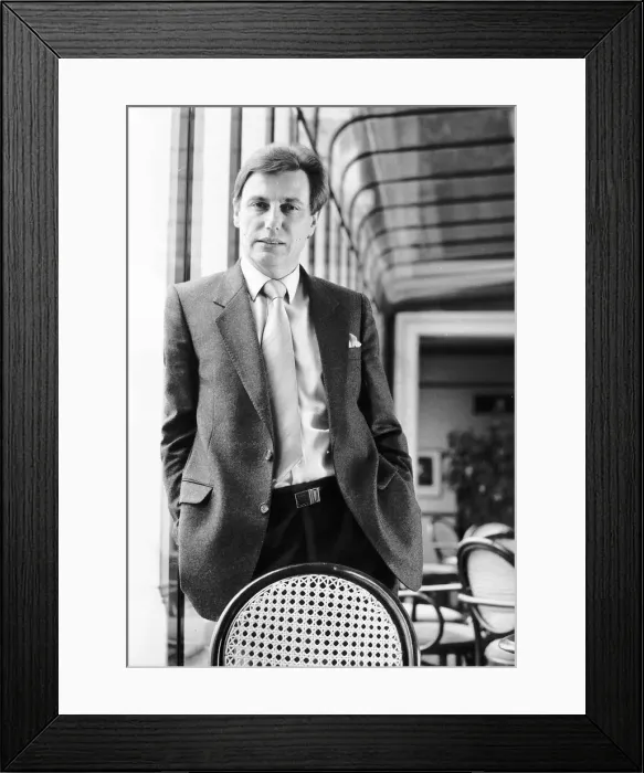 Framed Print : Paul Darrow actor - April 1985 Standing behind a chair at the Grand Theatre in Framed Print : Paul Darrow actor - April 1985 Standing behind a chair at the Grand Theatre in