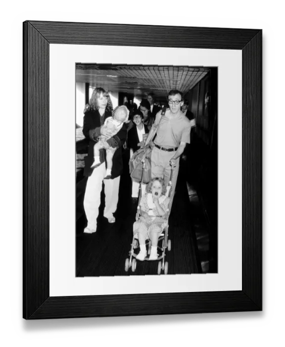 Framed Print : Woody Allen Actor and Film Producer at London Airport with his family dbase Framed Print : Woody Allen Actor and Film Producer at London Airport with his family dbase