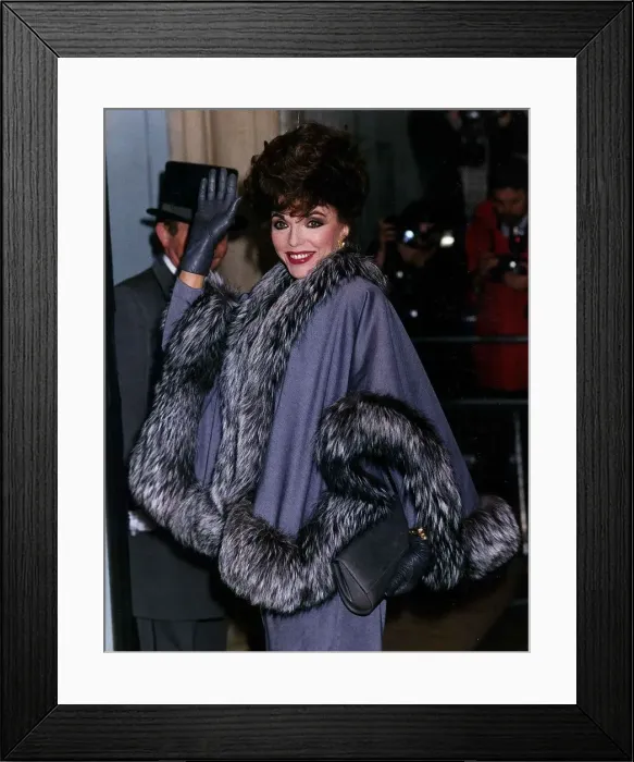 Framed Print : Joan Collins Actress arriving at The Woman Of Achievement Awards at Savoy December