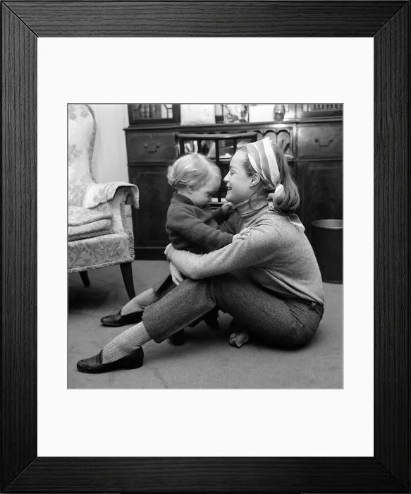 Framed Print : Romy Schneider March 1968 Actress with son Framed Print : Romy Schneider March 1968 Actress with son