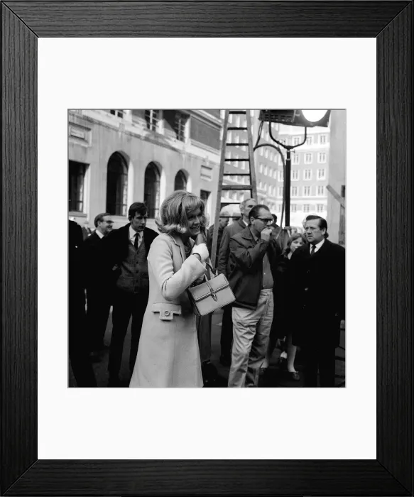 Framed Print : Susannah York Actress, Mar 1966 feeling cold on location clutches a hot