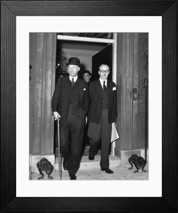 Framed Print : Suez Crisis 1956 Harold MacMillan and Rab Butler leaving 10 Downing Street after a Framed Print : Suez Crisis 1956 Harold MacMillan and Rab Butler leaving 10 Downing Street after a