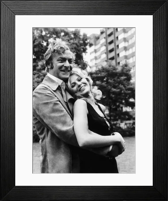 Framed Print : Michael Caine and Britt Ekland pose for photographers during a break in filming Get Framed Print : Michael Caine and Britt Ekland pose for photographers during a break in filming Get