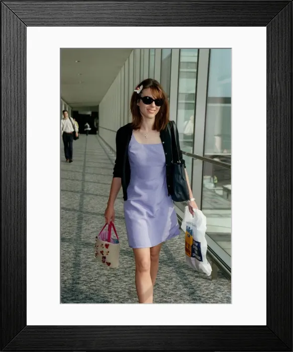 Framed Print : Liz Hurley Actress une 98 Leaving heathrow airport for Nice Framed Print : Liz Hurley Actress une 98 Leaving heathrow airport for Nice