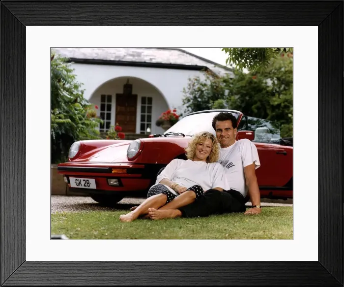 Framed Print : Gillian Taylforth Eastenders actress relaxing with boyfriend Geoff Knights