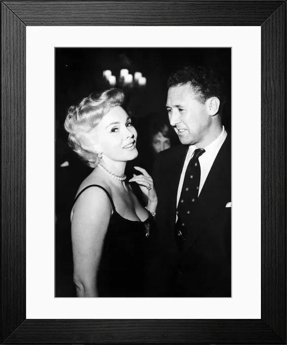 Framed Print : Zsa Zsa Gabor Actress and Anthony Quayle at a reception at the Dorchester Hotel in London Framed Print : Zsa Zsa Gabor Actress and Anthony Quayle at a reception at the Dorchester Hotel in London
