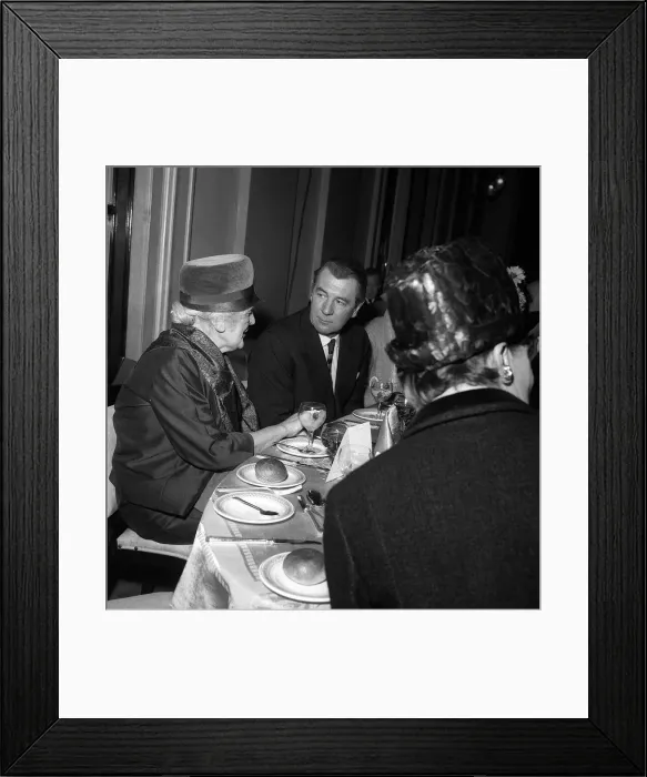 Framed Print : Sir Michael Redgrave actor January 1963 with Sybil Thorndike at a luncheon given by