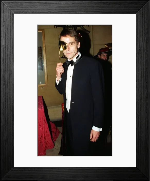 Framed Print : Jeremy Irons actor with face mask March 1998 Jeremy Irons arrives at the party for Framed Print : Jeremy Irons actor with face mask March 1998 Jeremy Irons arrives at the party for