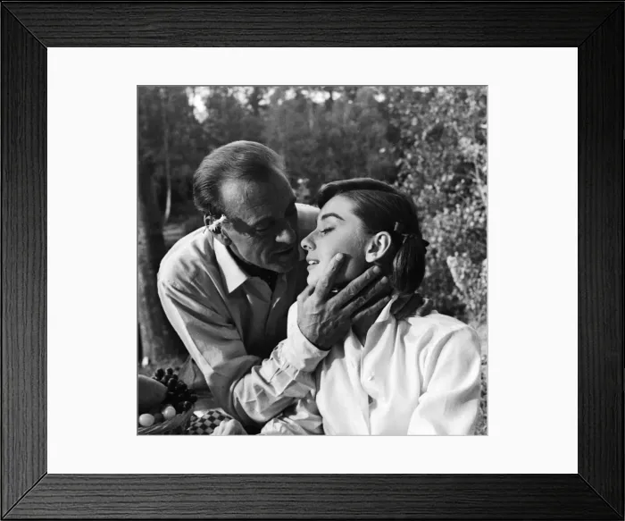 Framed Print : Gary Cooper and Audrey Hepburn making the film Love In the Afternoon September Framed Print : Gary Cooper and Audrey Hepburn making the film Love In the Afternoon September
