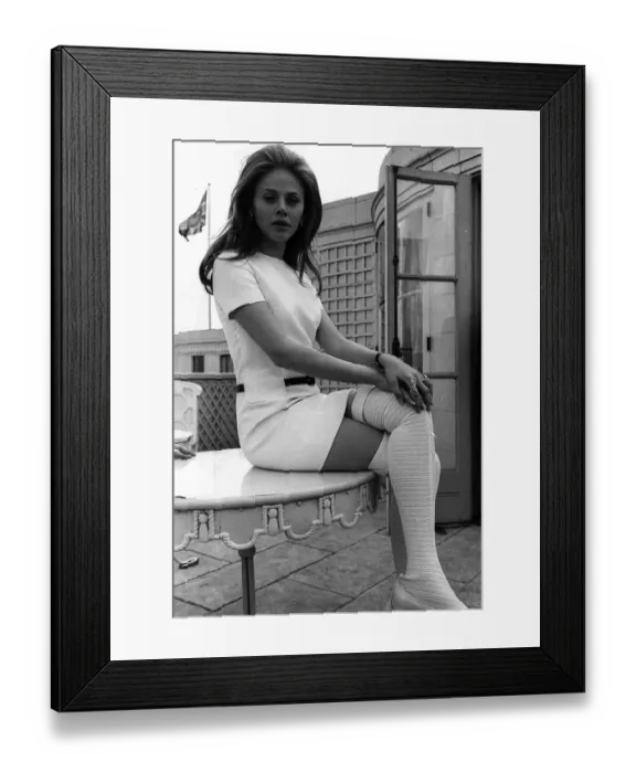 Framed Print : Britt Ekland actress on balcony of a London hotel 1969 Framed Print : Britt Ekland actress on balcony of a London hotel 1969