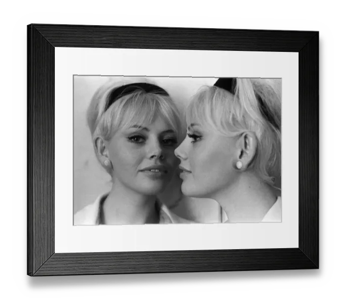 Framed Print : Actress Britt Ekland looking in mirror circa 1960s Framed Print : Actress Britt Ekland looking in mirror circa 1960s