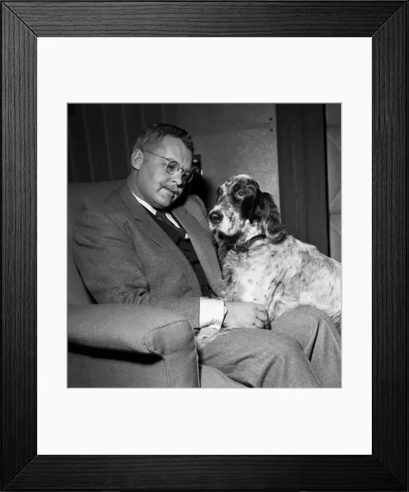 Framed Print : Actor Rod Steiger with his pet springer spaniel February 1957 Framed Print : Actor Rod Steiger with his pet springer spaniel February 1957