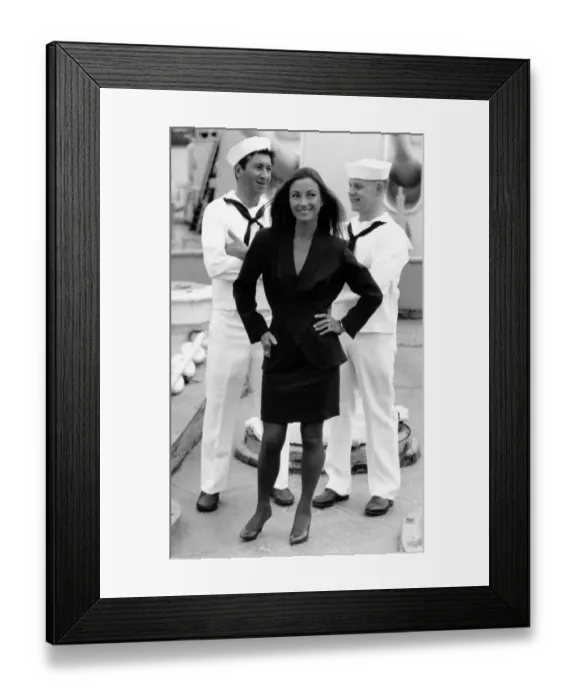 Framed Print : Jane Seymour British actress aboard HMS Belfast, August 1989