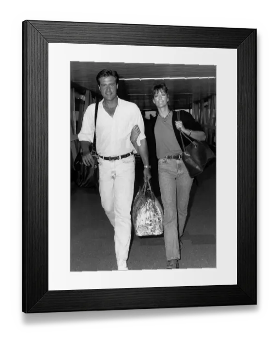 Framed Print : Actor John James and new wife Denise Coward in June 1989 at London Heathrow Framed Print : Actor John James and new wife Denise Coward in June 1989 at London Heathrow