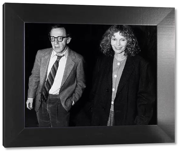 Woody Allen film director actor and partner Mia Farrow in March 1986 leaving restraunt in