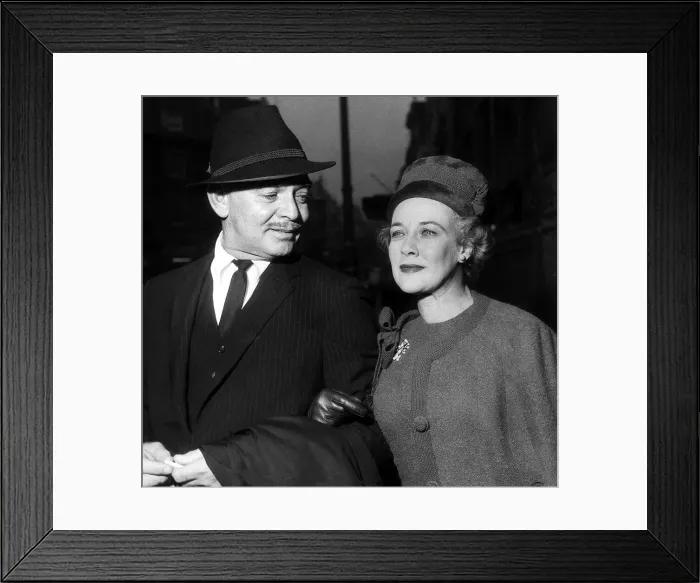 Framed Print : Clark Gable 58 years old Vetran Film Actor with his wife in London on a 24 hour business