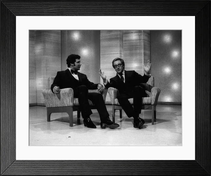 Framed Print : Tom Jones singer January 1969 with actor Peter Sellers sitting having a conversation