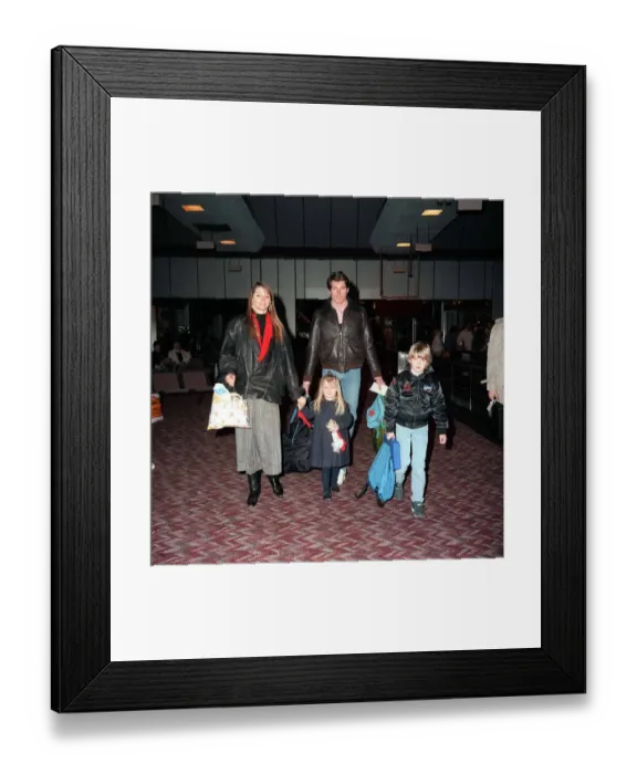 Framed Print : Christoper Reeve Superman Actor December 1986, arriving at London airport with his family Framed Print : Christoper Reeve Superman Actor December 1986, arriving at London airport with his family