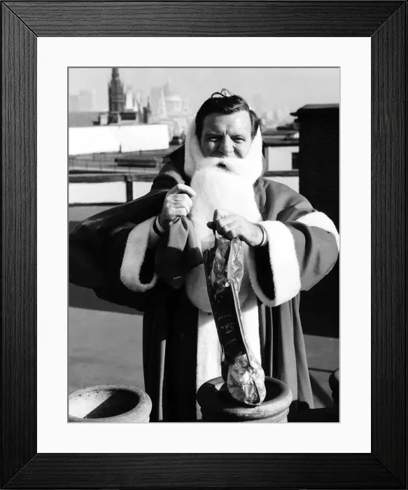 Framed Print : Eamonn Andrews Actor dressed as father Christmas October 1968 to promote Framed Print : Eamonn Andrews Actor dressed as father Christmas October 1968 to promote