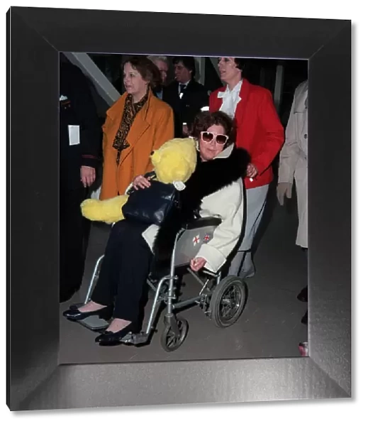 Actress Ava Gardner at London airport February 1987