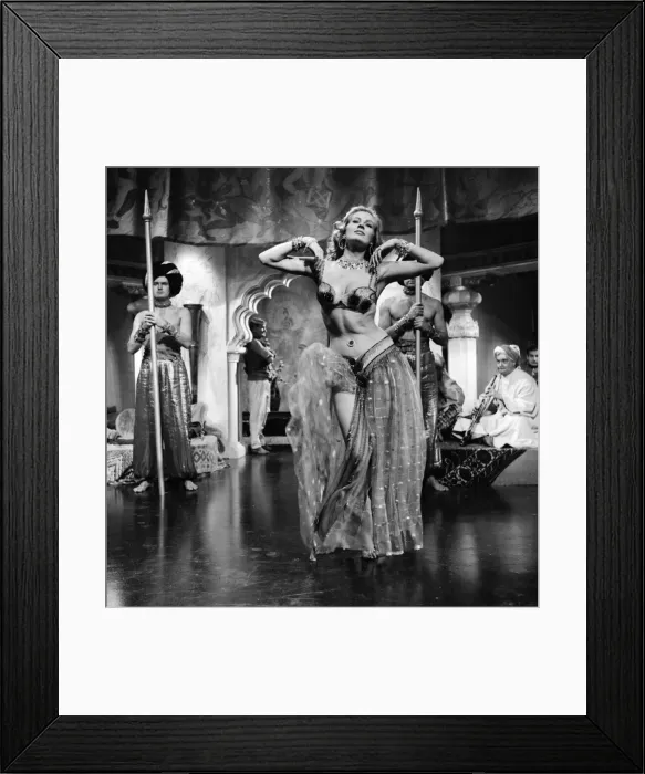 Framed Print : Actress Anita Ekberg filming at Elstree Studios December 1955 Framed Print : Actress Anita Ekberg filming at Elstree Studios December 1955