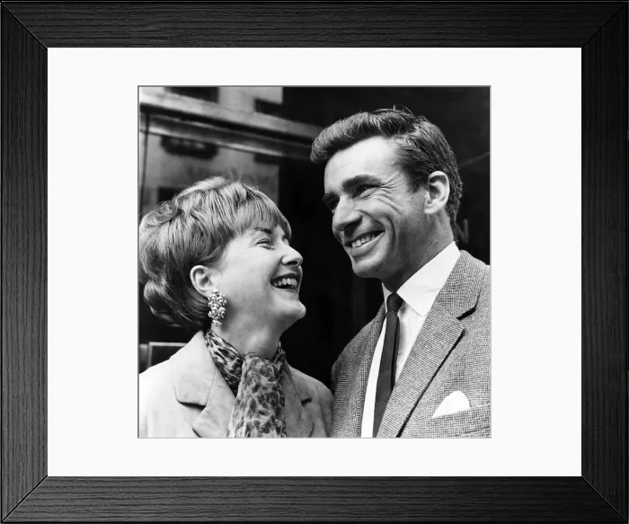 Framed Print : Richard Wyler actor with Fiancee Elizabeth Emerson October 1963 Framed Print : Richard Wyler actor with Fiancee Elizabeth Emerson October 1963