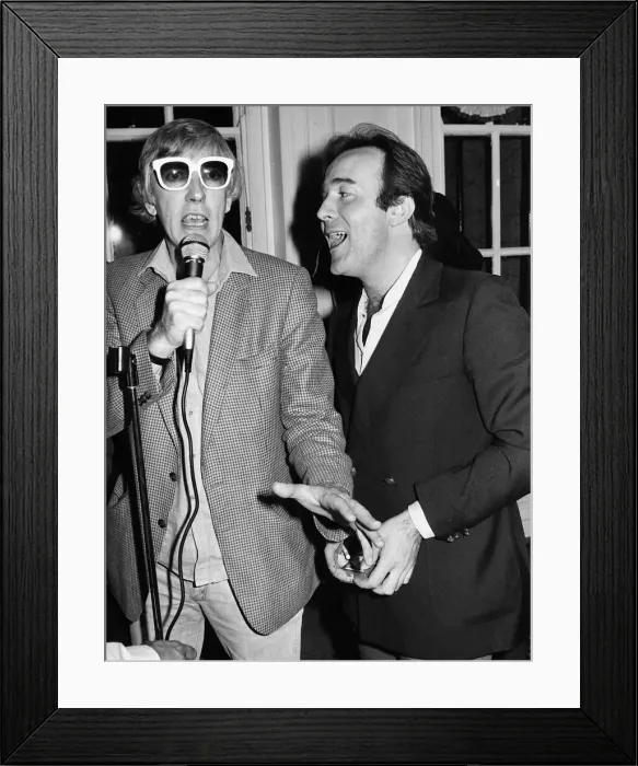 Framed Print : Peter Cook comedian actor and Pat Llewellyn, April 1981 Framed Print : Peter Cook comedian actor and Pat Llewellyn, April 1981