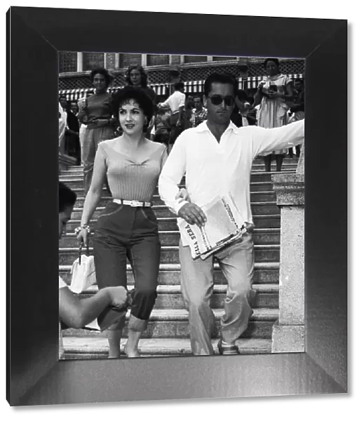 Venice Film Festival August 1956 Gina Lollobrigida with her husband