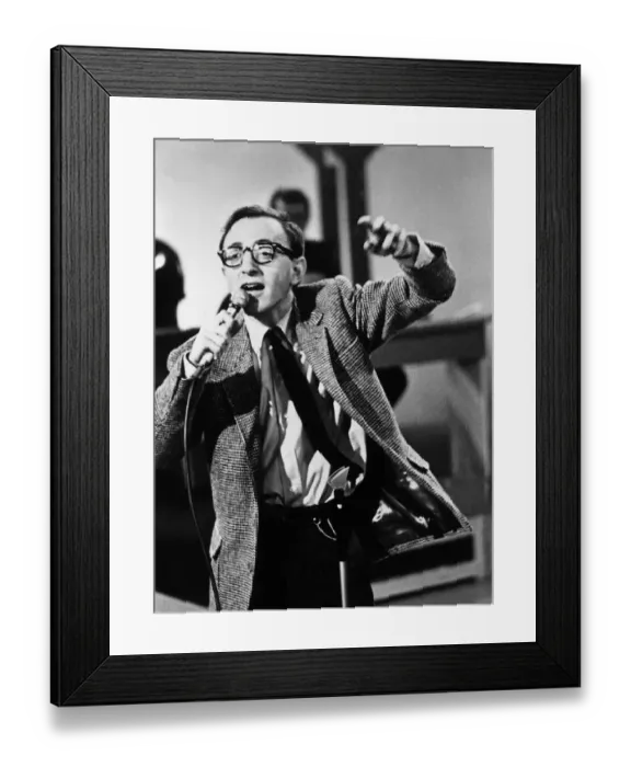 Framed Print : Woody Allen film director actor comedian on stage 1965