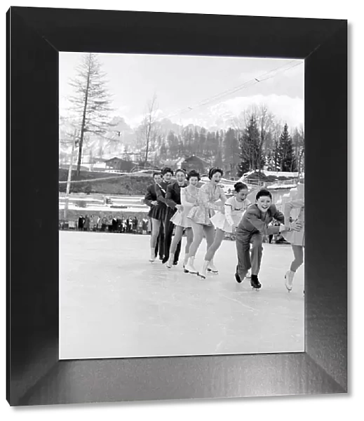 Winter Olympic Games 1956 Children Ice Skating -