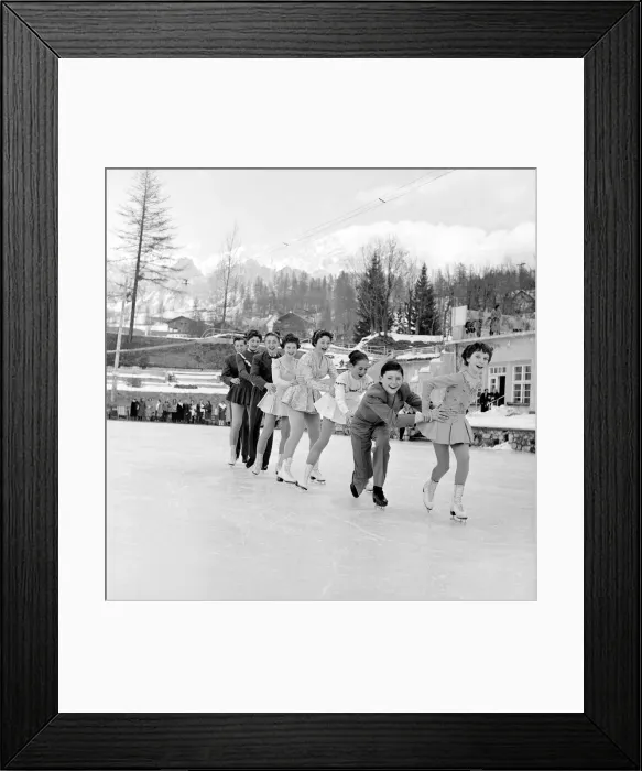 Framed Print : Winter Olympic Games 1956 Children Ice Skating - Framed Print : Winter Olympic Games 1956 Children Ice Skating -