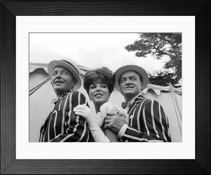 Framed Print : Bing Crosby, Joan Collins and Bob Hope 1961 Framed Print : Bing Crosby, Joan Collins and Bob Hope 1961