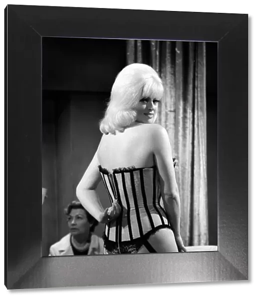 Diana Dors as a stripper on the set of the 1968 television series The Inquisitors October