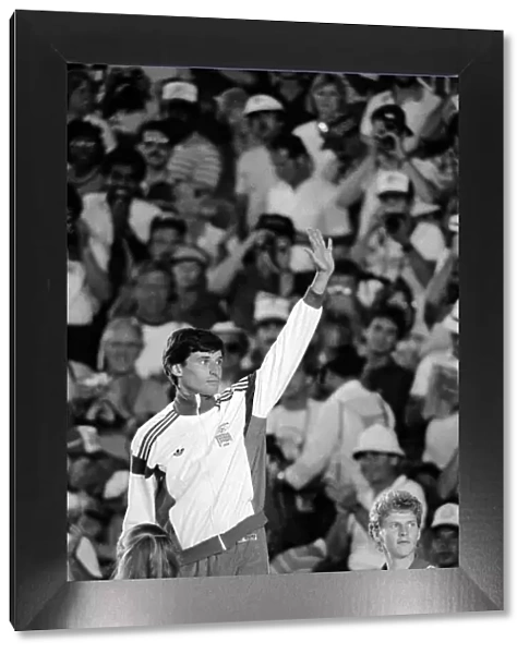 Olympic Games 1984 Los Angeles USA Sebastain Coe celebrates on the podium after