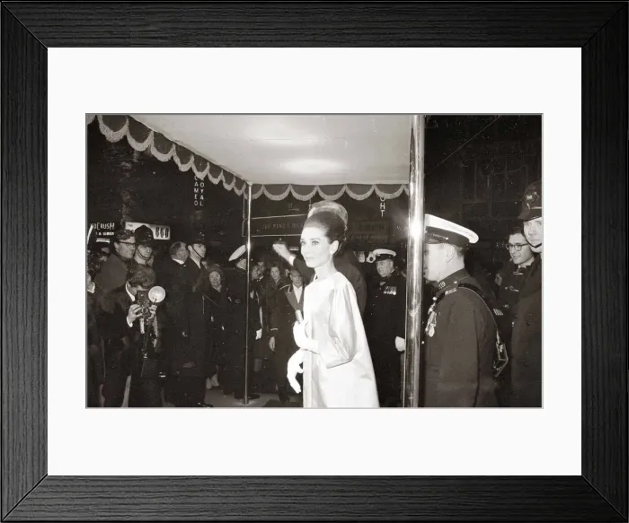 Framed Print : Actress Audrey Hepburn at the film premiere of My Fair Lady in London January 1965