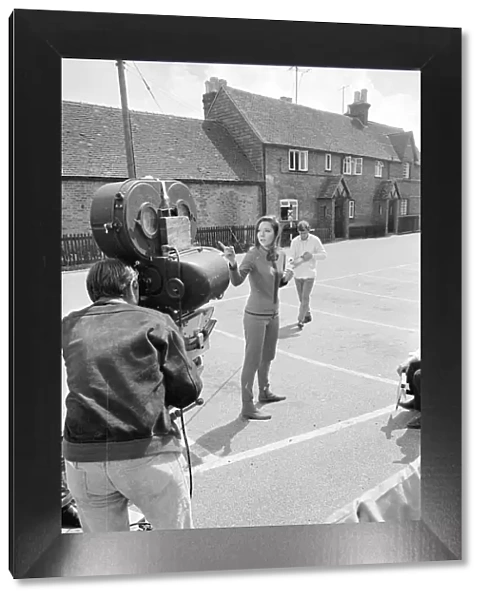 Diana Rigg during the filming of The Avengers at Aldbury