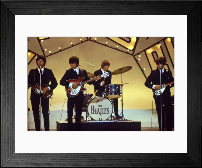 Framed Print : Beatles on stage in Blackpool for their appearnace on the Blackpool Night Out TV show 19