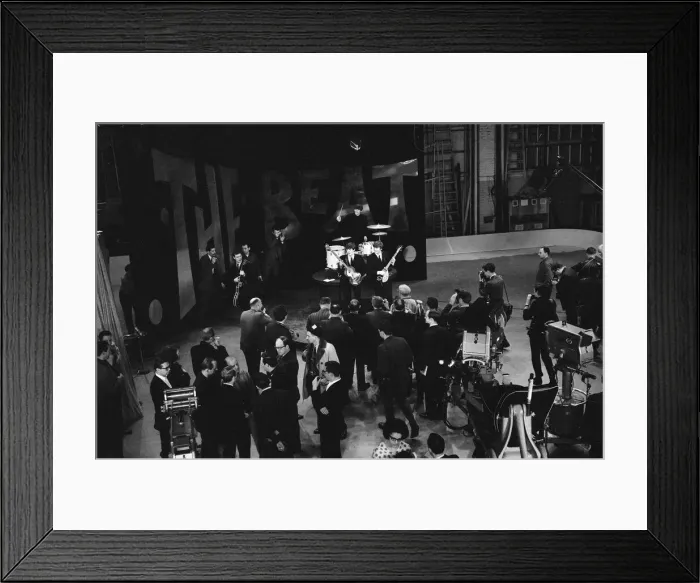 Framed Print : British pop group The Beatles rehearsing for their performance on the Ed Sullivan