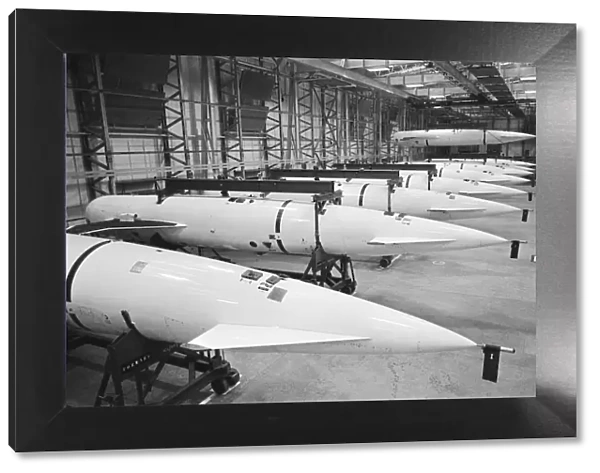 Thor missiles in hangar. 1963