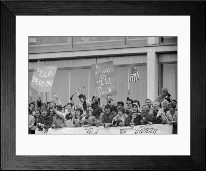 Framed Print : Crowds at the Vienna summit. John F. Kennedy and Soviet Premier Nikita Khrushchev met for Framed Print : Crowds at the Vienna summit. John F. Kennedy and Soviet Premier Nikita Khrushchev met for