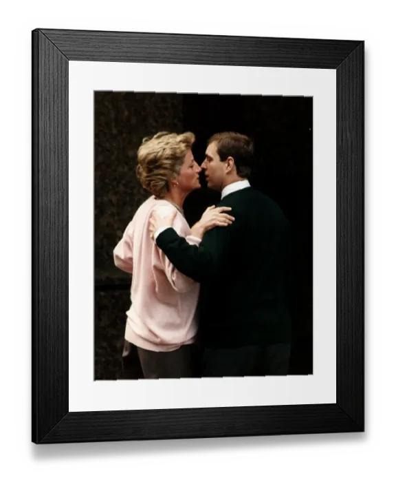 Framed Print : Princess Diana kissing Prince Andrew March 1990 Framed Print : Princess Diana kissing Prince Andrew March 1990