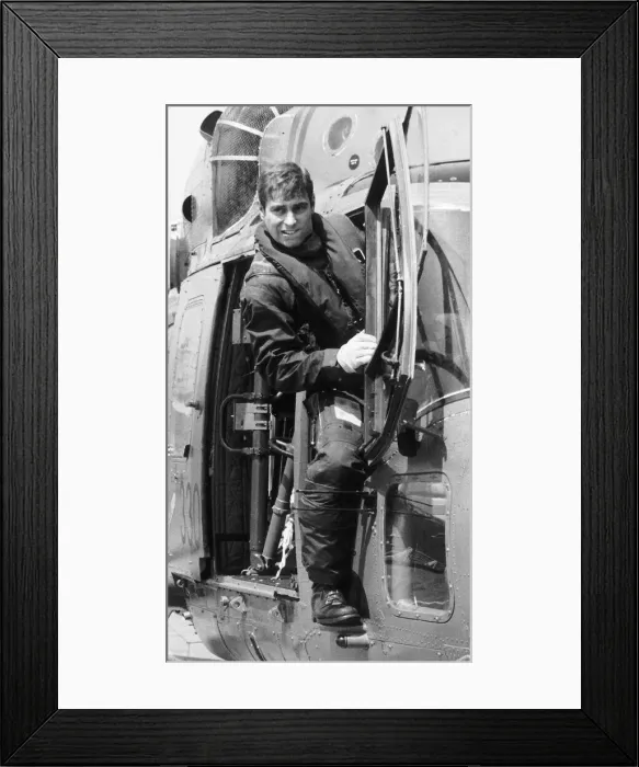 Framed Print : Prince Andrew in helicopter February 1985 Framed Print : Prince Andrew in helicopter February 1985