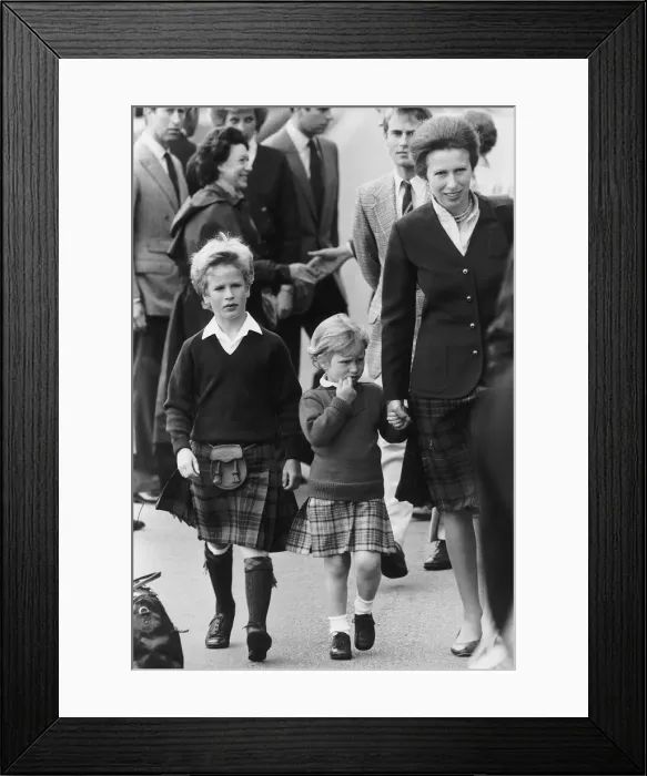 Framed Print : Princess Anne walking hand in hand with her two children Peter Framed Print : Princess Anne walking hand in hand with her two children Peter