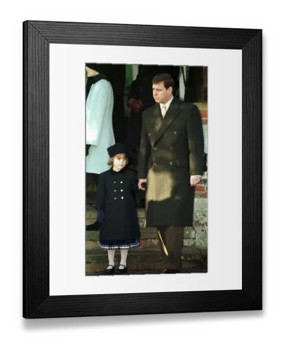 Framed Print : Prince Andrew and Princess Eugenie at Sandringham in December 1995 Framed Print : Prince Andrew and Princess Eugenie at Sandringham in December 1995