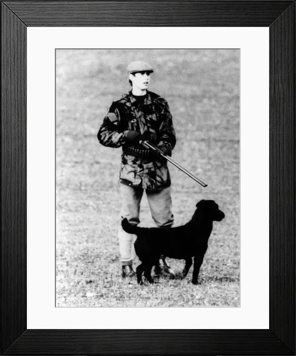 Framed Print : Prince Edward with gun and dog January 1987