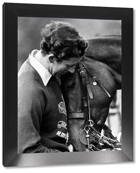Prince Charles with polo horse at Windsor May 1977